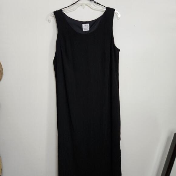 Classic R&M Richards By Karen Kwong Black Gown Maxi Dress Sz 20W Textured EUC - Picture 1 of 9